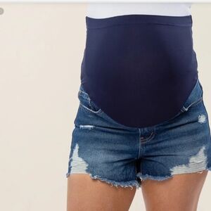 Pinkblush Dark Blue Maternity Jean Shorts